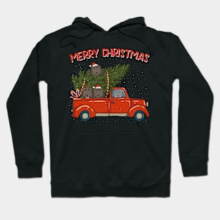 Leonberger Xmas Vintage Red Pickup Retro Truck Hoodie